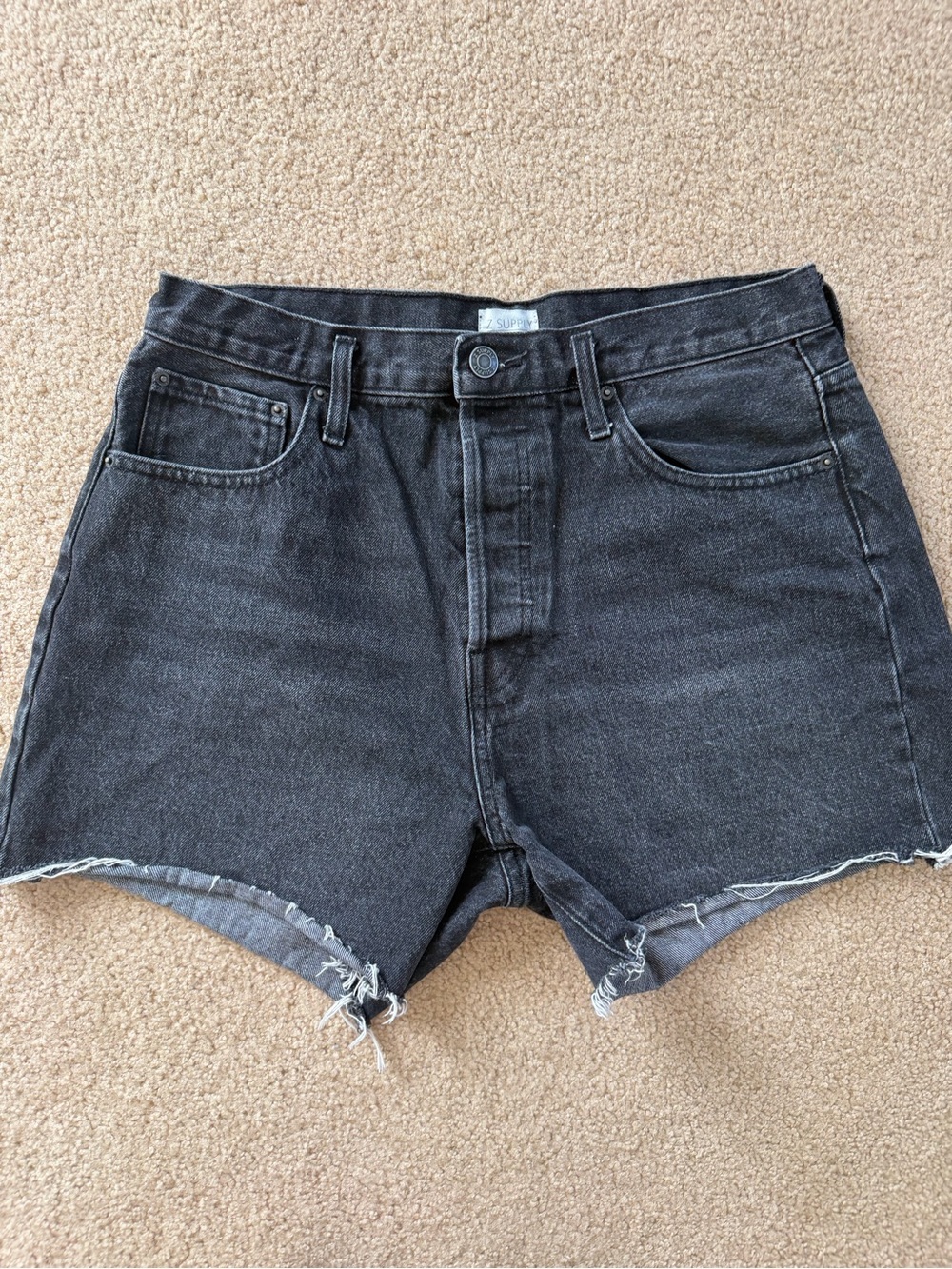 Z Supply Washed Black High-Rise Cutoff Jean Shorts